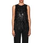 Koche Women's Sequin- & Feather-embellished Satin-back Top-black