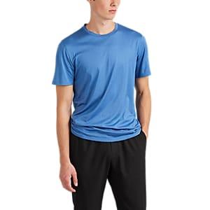 Theory Men's Claey-plaito Silk-cotton Crewneck T-shirt - Blue