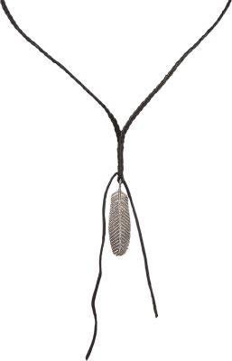 Feathered Soul Women's Diamond Feather Pendant On Leather Necklace