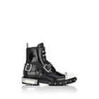 Alexander Mcqueen Men's Hobnail Leather Studded Combat Boots-black