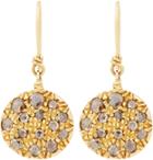 Fabrizio Riva Brown Diamond & Gold Circular Drop Earrings-colorless