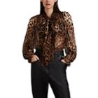 Dolce & Gabbana Women's Leopard-print Silk Chiffon Tieneck Blouse