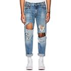 R13 Men's Sid Distressed Straight Jeans-blue