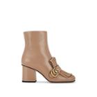 Gucci Women's Marmont Leather Ankle Boots - Toast