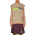 Prada Women's Logo-knit Wool Sleeveless Turtleneck Sweater-camel