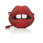 Gelareh Mizrahi Women's Lara Stoned Lips Python Clutch-red