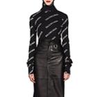 Balenciaga Women's Rib-knit Hooded Top-black