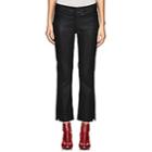 3x1 Women's Leather Crop Flared Jeans-black