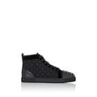 Christian Louboutin Men's Lou Spikes Flat Mixed-material Sneakers-black