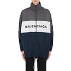 Balenciaga Men's Colorblocked Cotton Oversized Track Jacket - Gray
