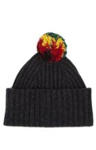 Drake's Rib-knit Hat With Pompom-black