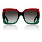 Gucci Women's Gg0083s Sunglasses - Black, Green, Red