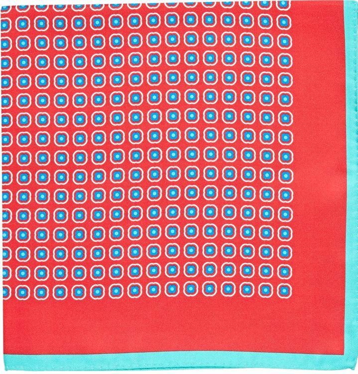 Kiton Floral Medallion Pocket Square-red