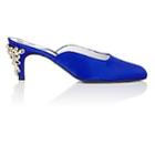 Koche Women's Jeweled-heel Satin Mules-royal Blue