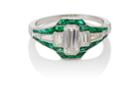 Stephanie Windsor Antiques Women's White-diamond & Emerald Art Deco Ring