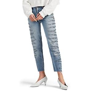 Re/done + The Attico Women's Stovepipe Embellished Levi's Jeans - Blue
