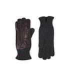 Barneys New York Men's Cashmere & Leather Gloves - Charcoal
