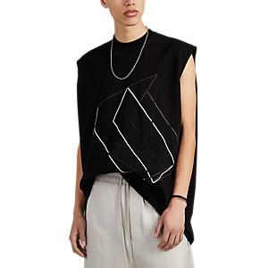 Rick Owens Men's Embroidered Cotton Oversized T-shirt - Black