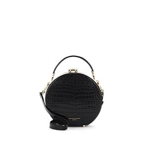 Aspinal Of London Women's Crocodile-stamped Leather Mini Hat Box Bag - Black
