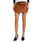Prada Women's Suede Belted Miniskirt - Lt. Brown