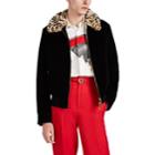 Neil Barrett Men's Leopard-print-collar Cotton-blend Bomber Jacket - Black