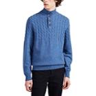 Fioroni Men's Cashmere Half-placket Sweater - Lt. Blue