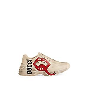 Gucci Women's Rhyton Leather Sneakers - White