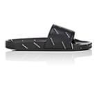 Balenciaga Men's Logo-stamped Leather Slide Sandals - Black