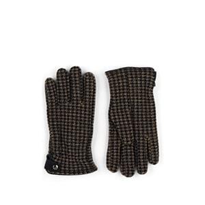 Barneys New York Men's Suede-trimmed Houndstooth Wool Gloves - Brown