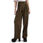 R13 Women's Crossover Plaid Wool Pleated Trousers - Brown
