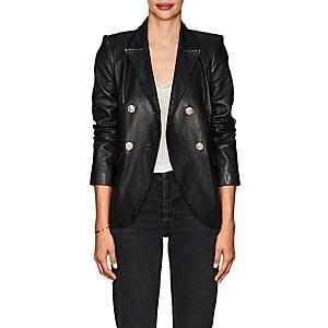 L'agence Women's Patton Leather Double-breasted Blazer-black