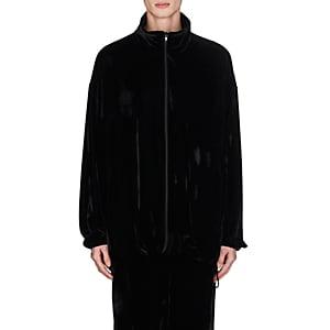 Balenciaga Men's Velvet Oversized Track Jacket-black
