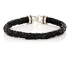 Zadeh Men's Sterling Silver & Braided Leather Bracelet-black