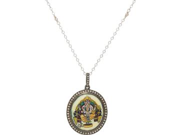 Feathered Soul Women's Diamond-embellished Ganesh Pendant Necklace