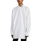 Raf Simons Men's Illusion-embroidered Oversized Cotton Poplin Shirt - White
