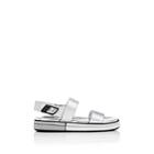 Prada Women's Leather Double-band Slingback Sandals - Silver