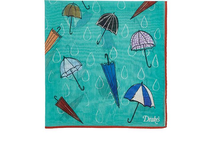 Drake's Men's Umbrella-print Pocket Square