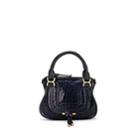 Chlo Women's Marcie Small Crocodile-stamped Leather Satchel - Navy