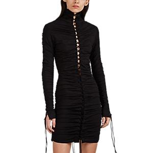 Ben Taverniti Unravel Project Women's Lace-up Crepe Fitted Dress - Black