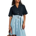 Colovos Women's Cotton Chambray Button-front Shirt - Blue