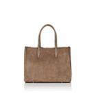 Lanvin Women's Medium Suede Shopper Tote Bag-gray