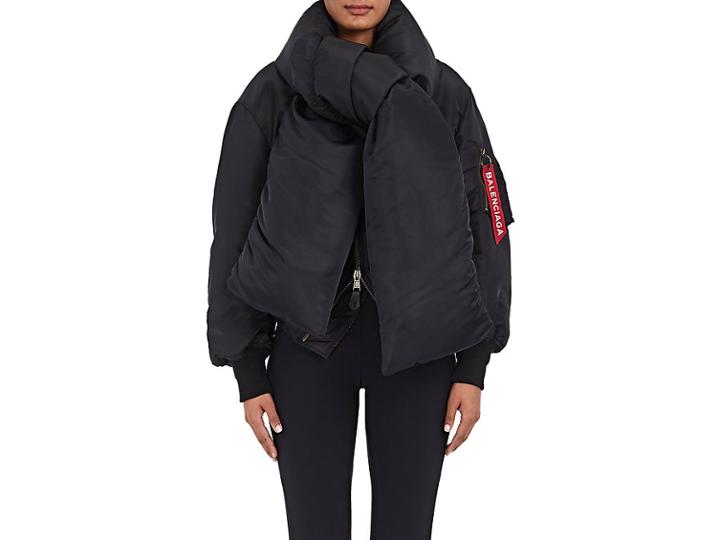 Balenciaga Women's Padded Bomber Jacket With Scarf