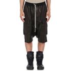 Rick Owens Men's Pod Leather Cargo Shorts - Black