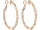 Zoe Women's White Diamond & Rose Gold Oval Hoops