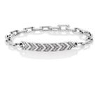 Ambre Victoria Women's Diamond Chevron-engraved Bracelet-silver