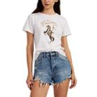 Re/done Women's Logo-cowgirl Cotton T-shirt - White