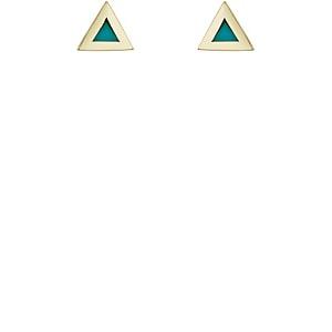 Jennifer Meyer Women's Turquoise & Yellow Gold Triangle Stud Earrings-turquoise