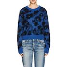 Rag & Bone Women's Leopard-print Mohair-blend Sweater-blue