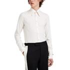 Alexander Mcqueen Men's Slashed-cuff Silk Shirt - White