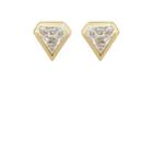 Azlee Women's Shield-shaped Diamond Stud Earrings - Gold